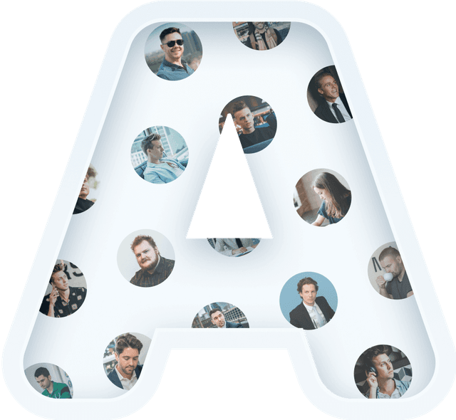 people avatars inside letter A